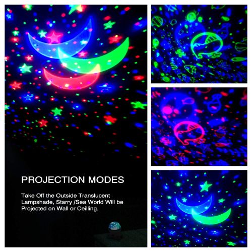  Moredig Night Light Projector Remote Control and Timer Design Projection lamp, Built-in 12 Light Songs 360 Degree Rotating 8 Colorful Lights for Children Kids Birthday, Parties - B