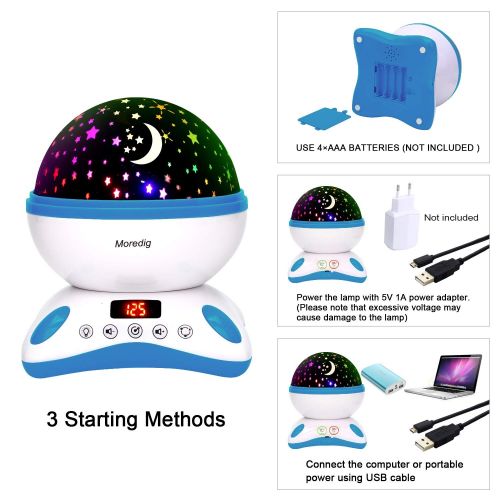  Moredig Night Light Projector Remote Control and Timer Design Projection lamp, Built-in 12 Light Songs 360 Degree Rotating 8 Colorful Lights for Children Kids Birthday, Parties - B
