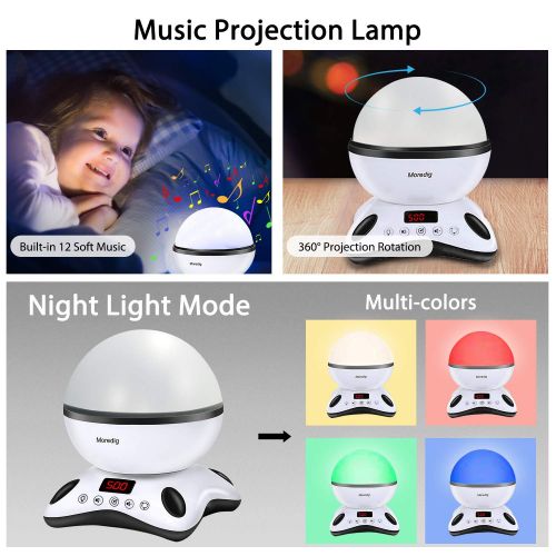  [아마존 핫딜]  [아마존핫딜]Moredig - Sternenhimmel Projektor Lampe, Musik Nachtlicht Lampe 360° Rotation + 12 Beruhigende Musik + 8 Romantische Licht, Perfektes fuer Kinder, Geburtstage, Halloween usw - Schwa