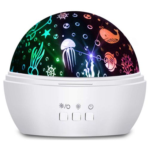  Moredig Kids Night Light, 360° Rotating Starry Night Light Projector for Baby, Ocean Wave Projector for Kids Bedroom Decoration- White