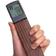 Pocket Guitar Chord Practice Tool, Portable Guitar Neck for Trainer Beginner w/a Rotatable Chords Chart Screen (Battery Included)