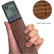 [아마존베스트]Pocket Guitar Chord Practice Tool, Portable Guitar Neck for Trainer Beginner w/ a Rotatable Chords Chart Screen (Battery Included)