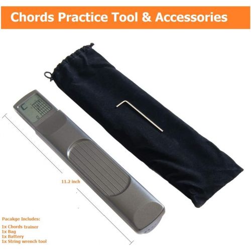  [아마존베스트]Pocket Guitar Chord Practice Tool, Portable Guitar Neck for Trainer Beginner w/ a Rotatable Chords Chart Screen (Battery Included)