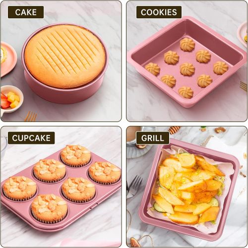  [아마존베스트]Morfakit Complete Cake Baking Set Bakery Tools for Beginner Adults Baking sheets bakeware sets baking tools Best Gift Idea for Boys and Girls, Pink