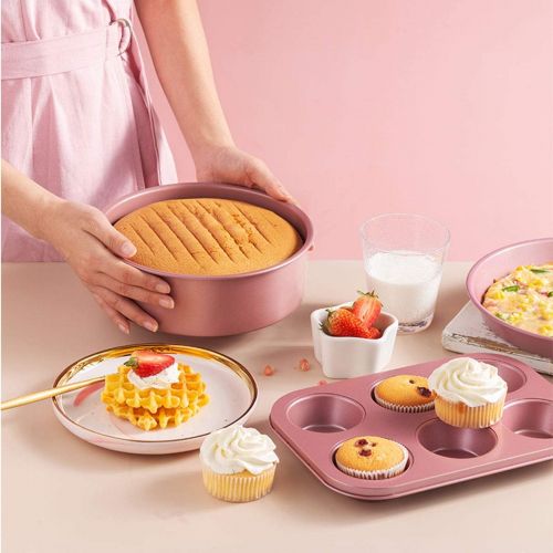  [아마존베스트]Morfakit Complete Cake Baking Set Bakery Tools for Beginner Adults Baking sheets bakeware sets baking tools Best Gift Idea for Boys and Girls, Pink