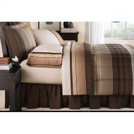 Morgan Teen Brown & Tan Striped Boys Twin Comforter Set (6 Piece Bed In A Bag)