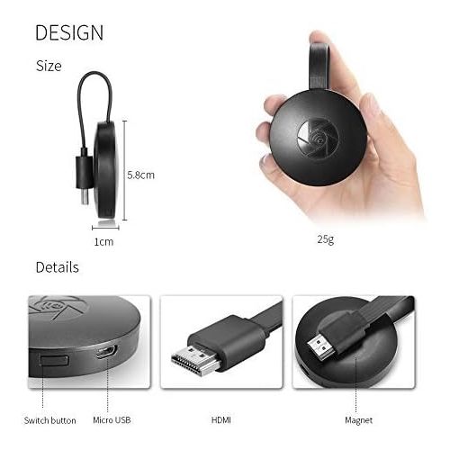  Morjava D2 EZCast 4K x 2K 1080P HDMI WiFi Display Dongle Receiver 2.4G5G Dual Band H.265 4K Decoding Stick Support MiraCast AirPlay DLNA