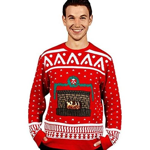  할로윈 용품Morph Mens Digital Dudz Fireplace Ugly Christmas Sweater