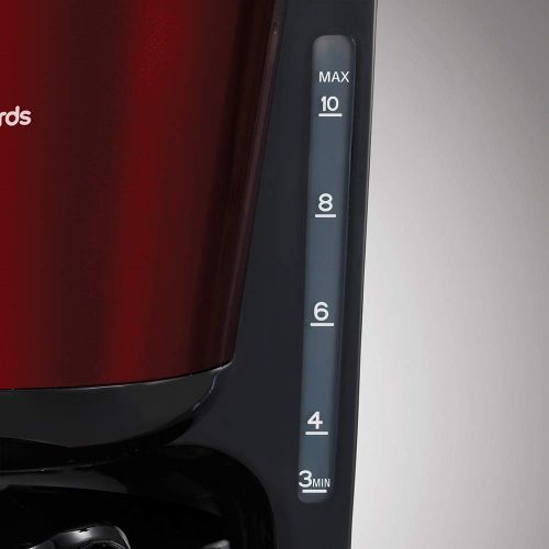  Morphy Richards 162752EE Filter Kaffeemaschine mit Glaskanne, Edelstahl/rot