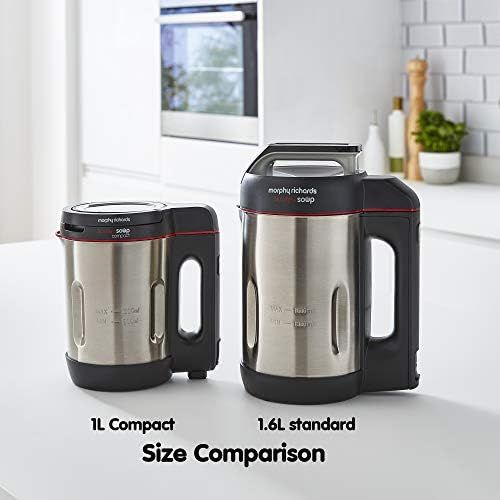  Morphy Richards 501027 Compact Stainless Steel Saute & Soup Maker, 900 W, 1 Litre, Brushed Aluminium and Black