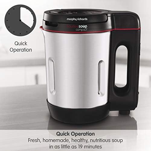  Morphy Richards 501027 Compact Stainless Steel Saute & Soup Maker, 900 W, 1 Litre, Brushed Aluminium and Black