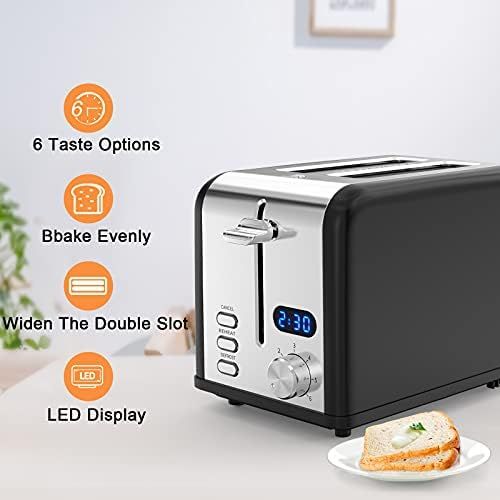  [아마존베스트]Morpilot Stainless Steel 2 Slice Toaster with Bun Warming Rack