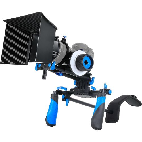  Morros DSLR Rig Movie Kit Shoulder Mount Rig with Follow Focus and Matte Box for All DSLR Cameras and Video Camcorders