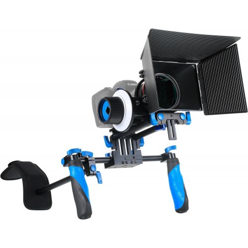  Morros DSLR Rig Movie Kit Shoulder Mount Rig with Follow Focus and Matte Box for All DSLR Cameras and Video Camcorders