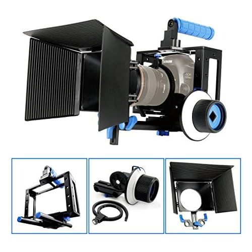  Morros DSLR Cage Set Including Camera Rig Cage Cage+Follow Focus+Matte Box for DSLR Camera/Video and Camcorders Such as Canon 5D Mark II, 7D