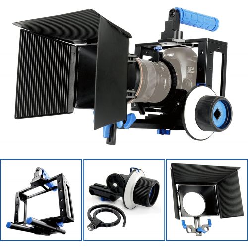  Morros DSLR Cage Set Including Camera Rig Cage Cage+Follow Focus+Matte Box for DSLR Camera/Video and Camcorders Such as Canon 5D Mark II, 7D