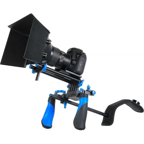  [아마존베스트]Morros DSLR Rig Shoulder Mount Rig + Matte Box for All DSLR Cameras and Video Camcorders(Follow Focus not Included)