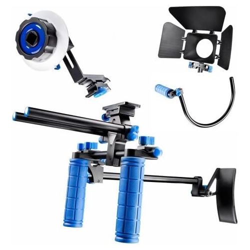  Morros Professional DSLR shoulder mount rig with Follow Focus and Matte Box and Top Handle for All DSLR Cameras and Video Camcorders