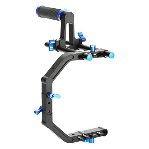  Morros Professional Camera Rig Support C Shaped With Hand Grip Handle and Two Standard 15mm Rods