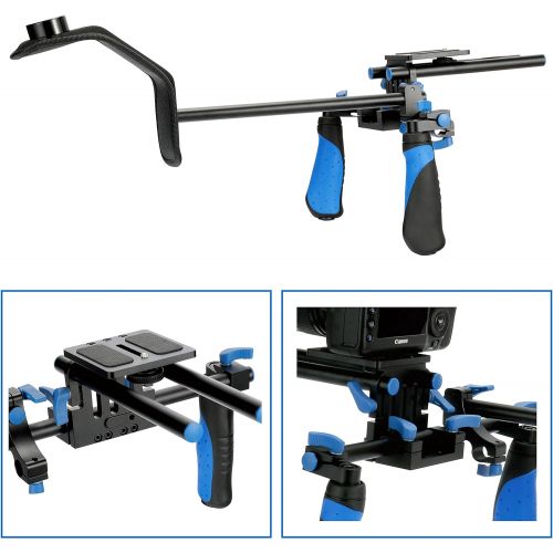  Morros DSLR Rig RL02 Shoulder Chest Steady Support Mount Movie Kit Pro 15mm Rod Rail Support Set with Hand Grip and Flexible Design for Follow Focus Matte Box DSLR and Camcorder Such as:
