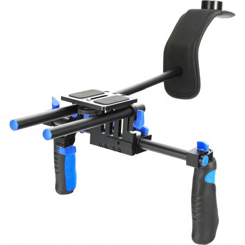  Morros DSLR Rig RL02 Shoulder Chest Steady Support Mount Movie Kit Pro 15mm Rod Rail Support Set with Hand Grip and Flexible Design for Follow Focus Matte Box DSLR and Camcorder Such as: