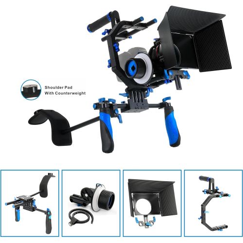  Morros DSLR Rig Shoulder Mount Rig + Matte Box for All DSLR Cameras and Video Camcorders(Follow Focus not Included)