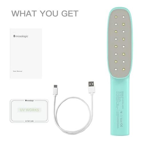  UV Light Sanitizer, Mosalogic Portable UV Light Sanitizing Wand Rechargeable Ultraviolet Light Sanitizer for Home Hotel Travel Car Kills 99% of Germs Aquamarine