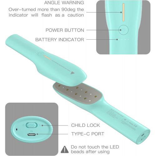  UV Light Sanitizer, Mosalogic Portable UV Light Sanitizing Wand Rechargeable Ultraviolet Light Sanitizer for Home Hotel Travel Car Kills 99% of Germs Aquamarine