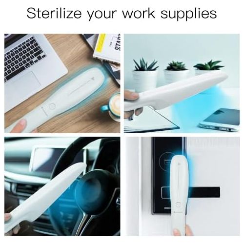  UV Light Sanitizer Wand, Mosalogic Portable UV-C Sanitizing Wand Disinfecting Handheld Steri Lamp for Home Office Travel- White