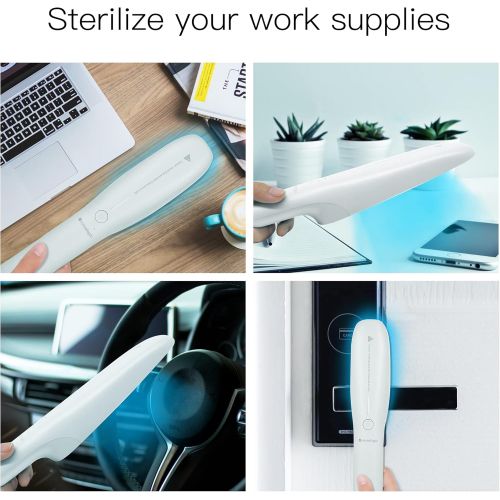  UV Light Sanitizer Wand, Mosalogic Portable UV-C Sanitizing Wand Disinfecting Handheld Steri Lamp for Home Office Travel- White