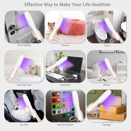  UV Light Sanitizer, Mosalogic Portable UV Light Sanitizing Rechargeable Ultraviolet Light Sanitizer Handheld for Home Hotel Travel Car Kills 99% of Germs White