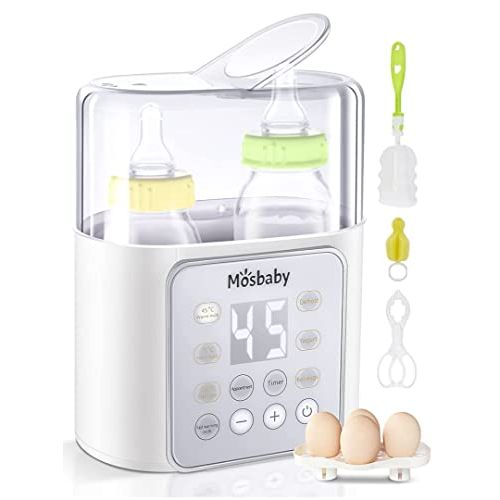  Baby Bottle Warmer, 9-in-1 Bottle Warmer for breastmilk & Baby Milk, Mosbaby Fast Baby Food Heater Defrost BPA-Free, Double Fast Warmer Bottle for Babies