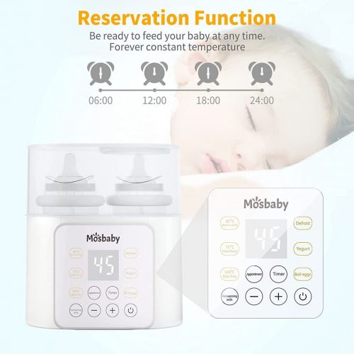  Baby Bottle Warmer, 9-in-1 Bottle Warmer for breastmilk & Baby Milk, Mosbaby Fast Baby Food Heater Defrost BPA-Free, Double Fast Warmer Bottle for Babies