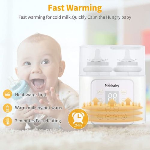  Baby Bottle Warmer, 9-in-1 Bottle Warmer for breastmilk & Baby Milk, Mosbaby Fast Baby Food Heater Defrost BPA-Free, Double Fast Warmer Bottle for Babies