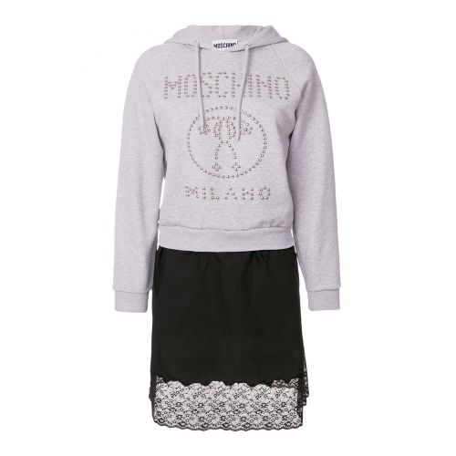  Moschino Studded logo hoodie dress