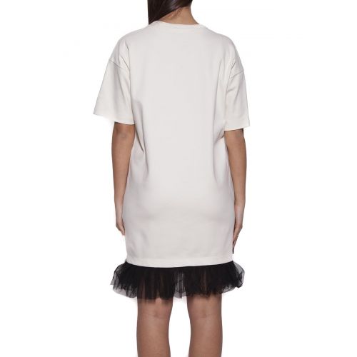  Moschino Tulle hem printed fleece dress