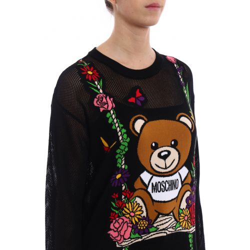  Moschino See-through intarsia black sweater