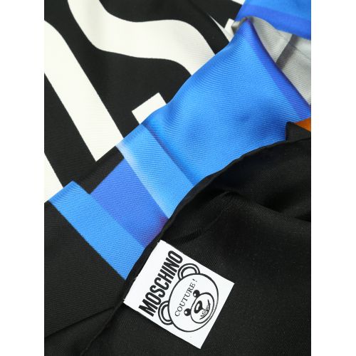  Moschino Transformers print black silk shawl