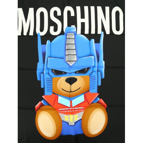  Moschino Transformers print black silk shawl