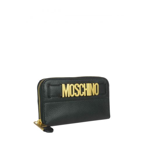  Moschino Black leather wallet with logo