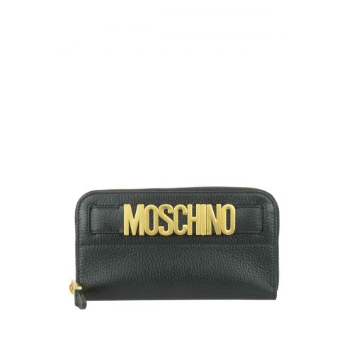  Moschino Black leather wallet with logo