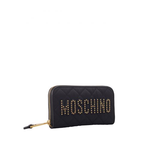 Moschino Studded logo quilted wallet