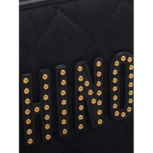  Moschino Studded logo quilted wallet