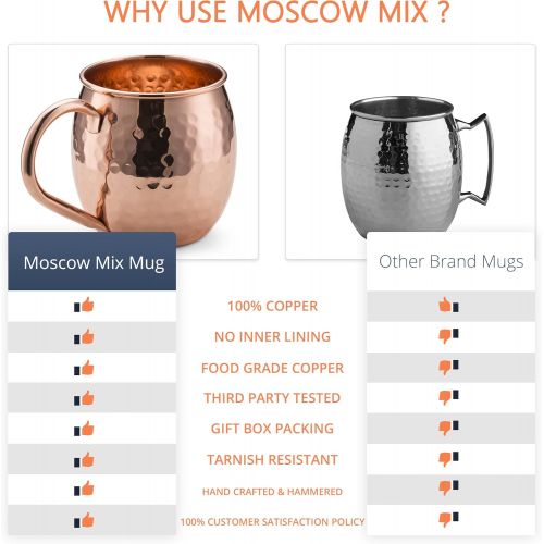  [아마존베스트]Moscow-Mix Moscow Mule Copper Mugs with 4 Straws and Shot Glass - Set of 4 HandCrafted Food Safe Pure Solid Copper Mugs - Bonus Highest Quality Copper Shot Glass and 4 Copper Straws - Attract