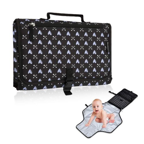  Mosebears Portable Diaper Changing Pad Built-in Pillow Travel Waterproof Portable Changing Pad for Baby