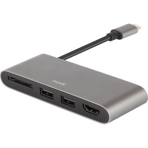  Moshi 2-Port USB 3.0 Type-C Multimedia Adapter Hub with HDMI Port and SDXC Card Reader