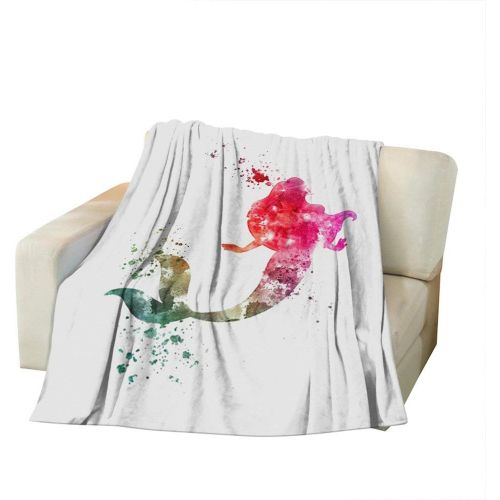  Moslion Soft Cozy Throw Blanket Watercolor Ariel The Little Mermaid Fuzzy Warm Couch/Bed Blanket for Adult/Youth Polyester 60 X 80 Inches(Home/Travel/Camping Applicable)