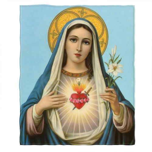  Moslion Soft Cozy Throw Blanket Jesus Catholic Christian Religious Gift Holy Miraculous Virgin Mary Fuzzy Warm Couch/Bed Blanket For Adult/Kids Polyester 50 X 60 Inches(Home/Travel