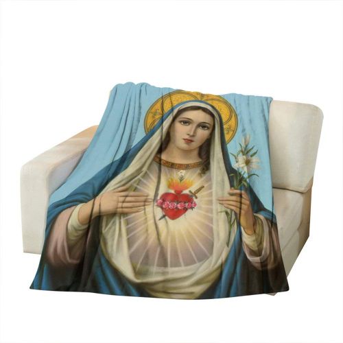  Moslion Soft Cozy Throw Blanket Jesus Catholic Christian Religious Gift Holy Miraculous Virgin Mary Fuzzy Warm Couch/Bed Blanket For Adult/Kids Polyester 50 X 60 Inches(Home/Travel