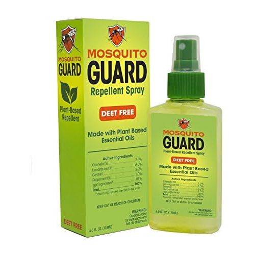  [아마존베스트]Mosquito Guard Natural Repellent Spray  Made with Plant Based Essential Oils: Citronella, Geraniol, Lemongrass - 4oz Bottle, Deet Free